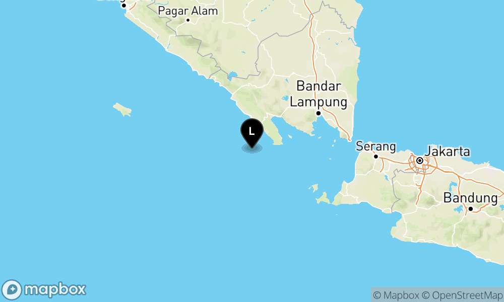 Peta Gempa Pusat gempa berada di laut 78 km barat daya Tanggamus