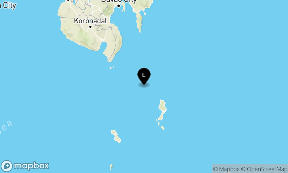 Peta Gempa Pusat gempa berada di laut 89 km barat laut Pulau Karatung