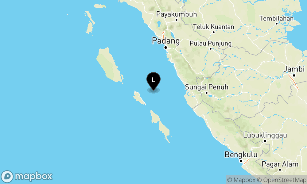 Peta Gempa Pusat gempa berada di laut 51 km tenggara Tuapejat