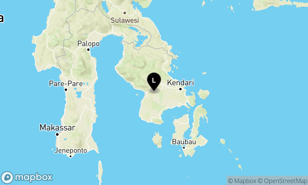 Peta Gempa Pusat gempa berada di darat 8.9 km barat daya Kolaka Timur