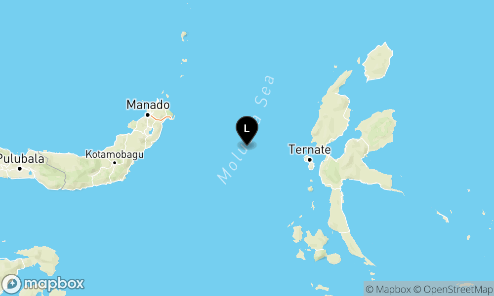 Peta Gempa Pusat gempa berada di laut 110 km barat Ternate