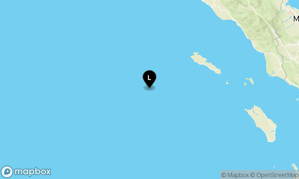 Peta Gempa Pusat gempa berada dilaut 202 km barat daya Sinabang