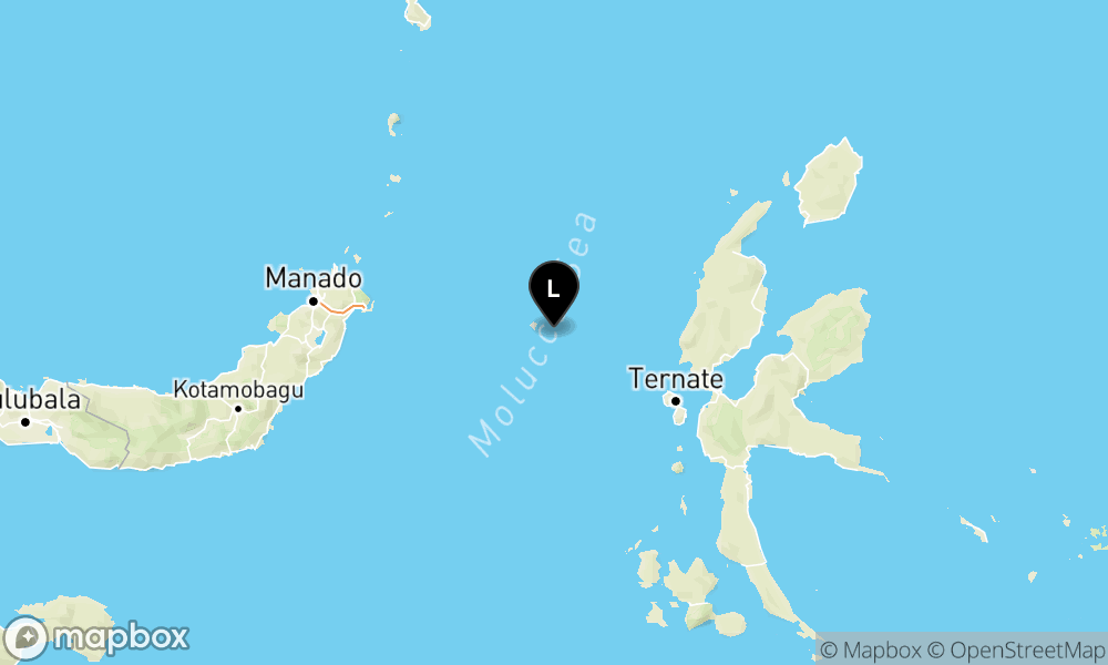 Peta Gempa Pusat gempa berada di laut 107 km barat Jailolo