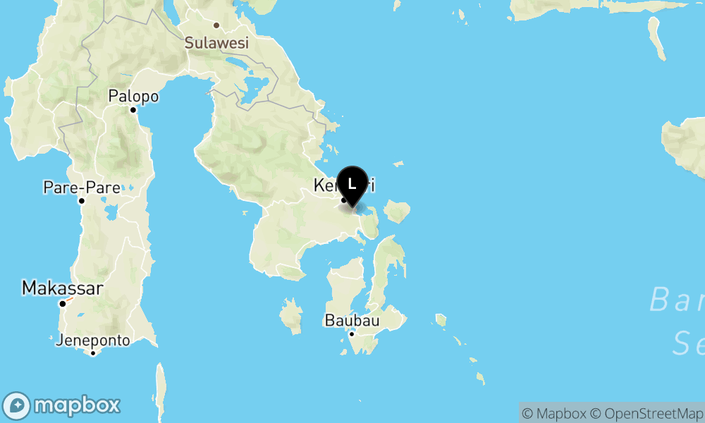 Peta Gempa Pusat gempa berada di darat 20 km tenggara Kendari