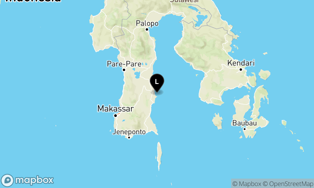 Peta Gempa Pusat gempa berada di laut 16 Km Tenggara Bone Sulawesi Selatan