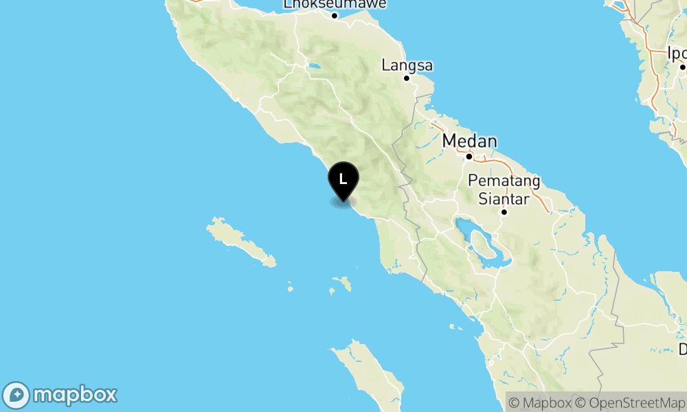 Peta Gempa Pusat gempa berada di laut 30 km selatan Kab. Aceh Selatan