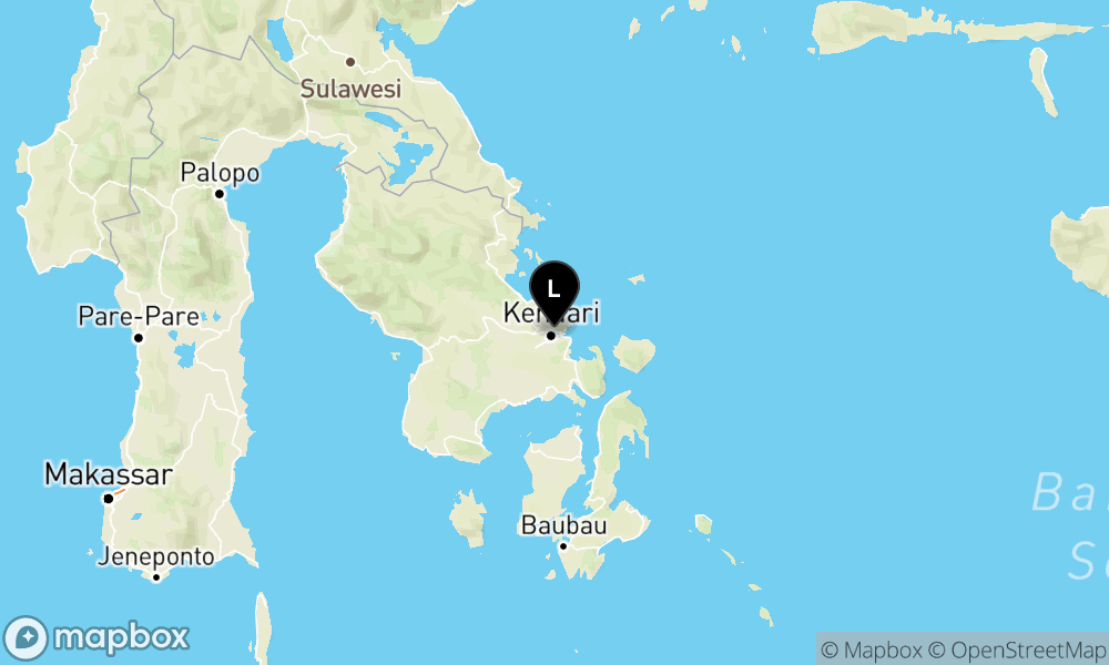 Peta Gempa Pusat gempa berada di darat 3 km timur Kendari