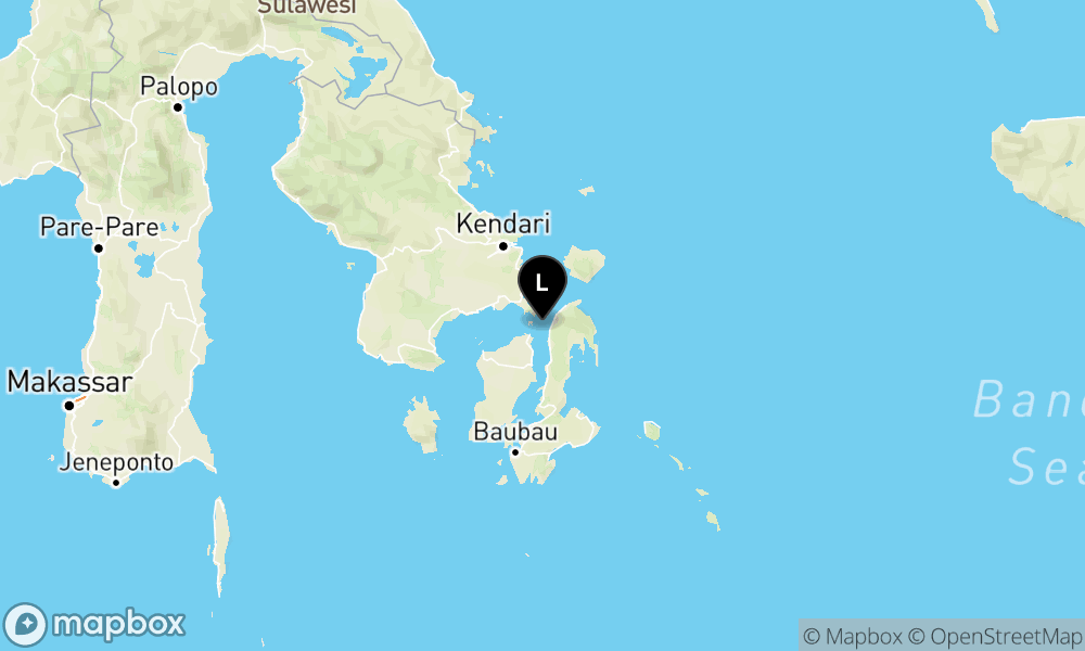Peta Gempa Pusat gempa berada di laut 29 km utara Muna