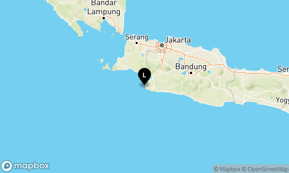 Peta Gempa Pusat gempa berada di laut 39 km baratdaya Kab. Sukabumi