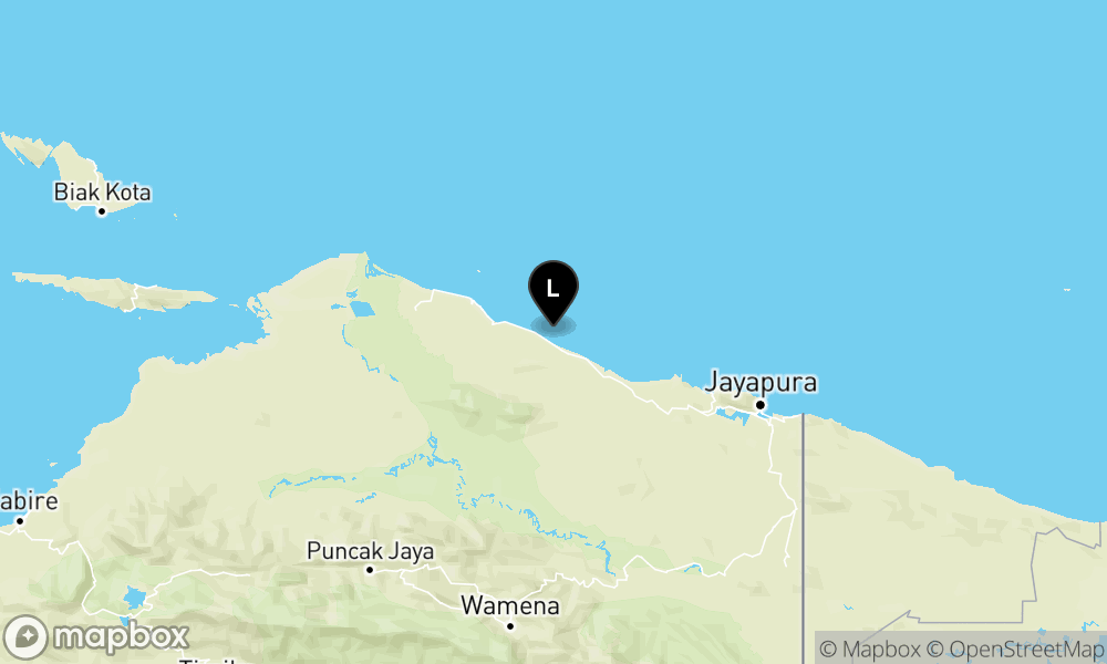 Peta Gempa Pusat gempa berada di laut 57 km Timur Sarmi