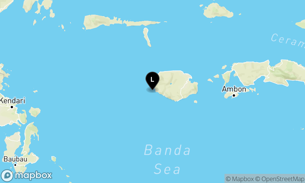 Peta Gempa Pusat gempa berada di laut 117 km barat Buru