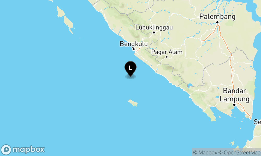 Peta Gempa Pusat gempa berada di laut 78 km utara Enggano