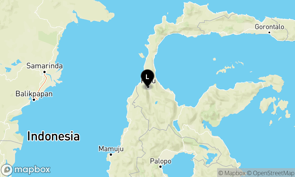 Pusat gempa berada di darat 5 km baratdaya Palu