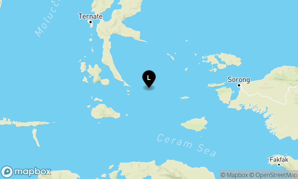 144 km TimurLaut HALMAHERASELATAN-MALUT